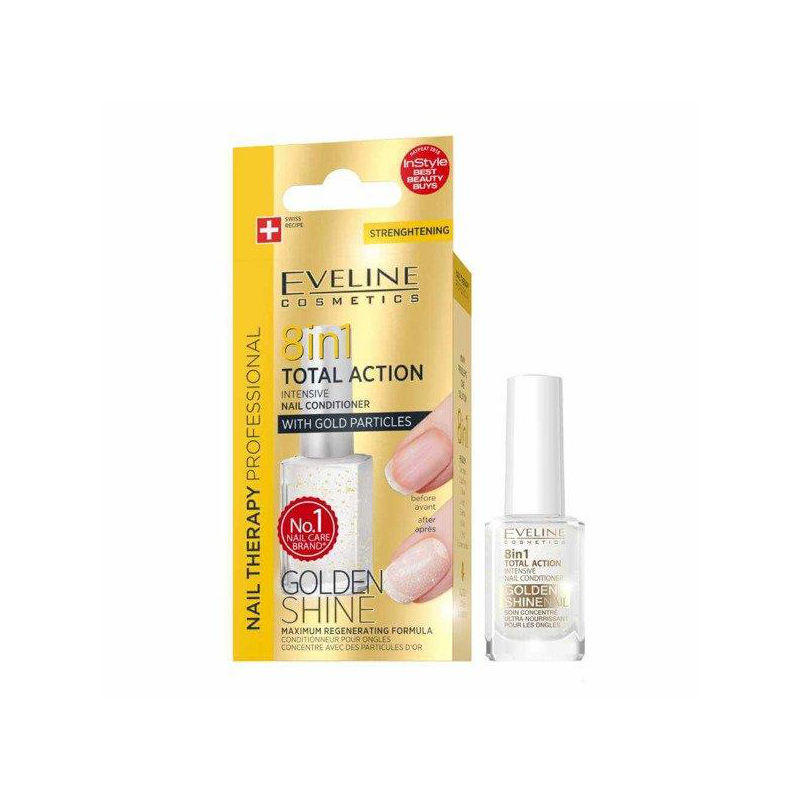 Eveline Nail Therapy Odżywka 8in1 Golden Shine 12ml