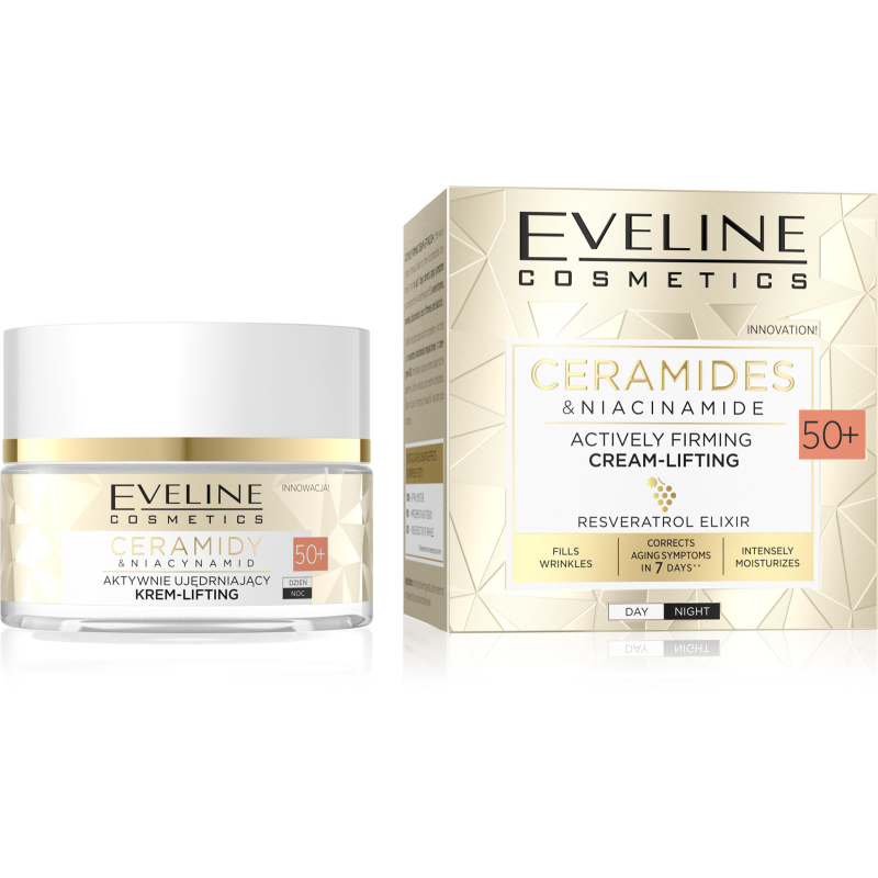 Eveline Gold & Retinol Przeciwzmarszczkowy Krem Ujędrniający 50+ na Dzień i na Noc dla Skóry Wrażliwej 50ml