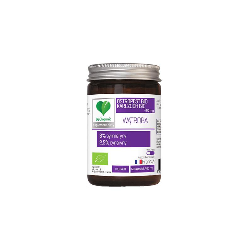 BeOrganic Ostropest Bio + Karczoch Bio 400 mg - 50 kap