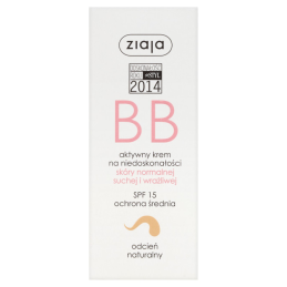 ZIAJA BB, aktywny krem na niedoskonałości, skóra normalna, sucha i wrażliwa, odcień naturalny, 50ml