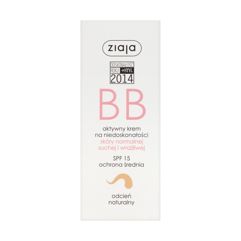 ZIAJA BB, aktywny krem na niedoskonałości, skóra normalna, sucha i wrażliwa, odcień naturalny, 50ml