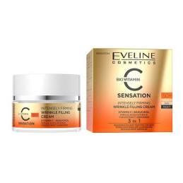 Eveline Vitamin C Sensation Intensywnie Ujędrniający Krem Wypełniający Zmarszczki na Dzień i na Noc 50+ 50ml
