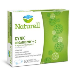 NATURELL Cynk organiczny +C, 60 tabletek do ssania