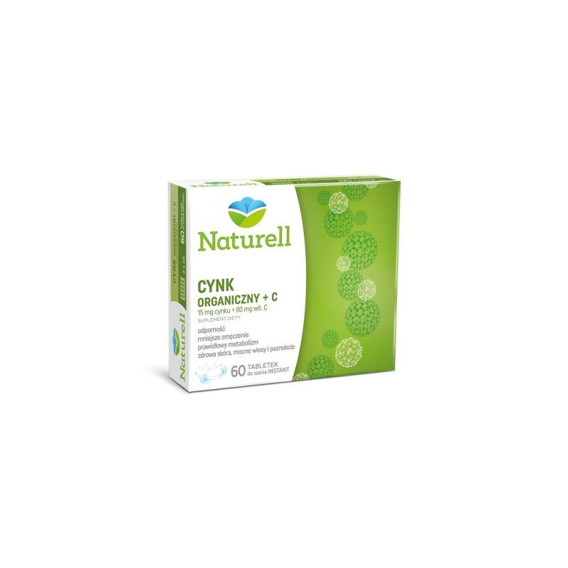 NATURELL Cynk organiczny +C, 60 tabletek do ssania