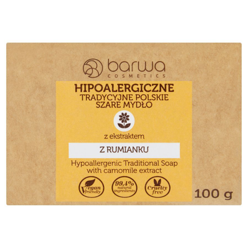 Barwa - Hipoalergiczne tradycyjne polskie szare mydlo, 100g