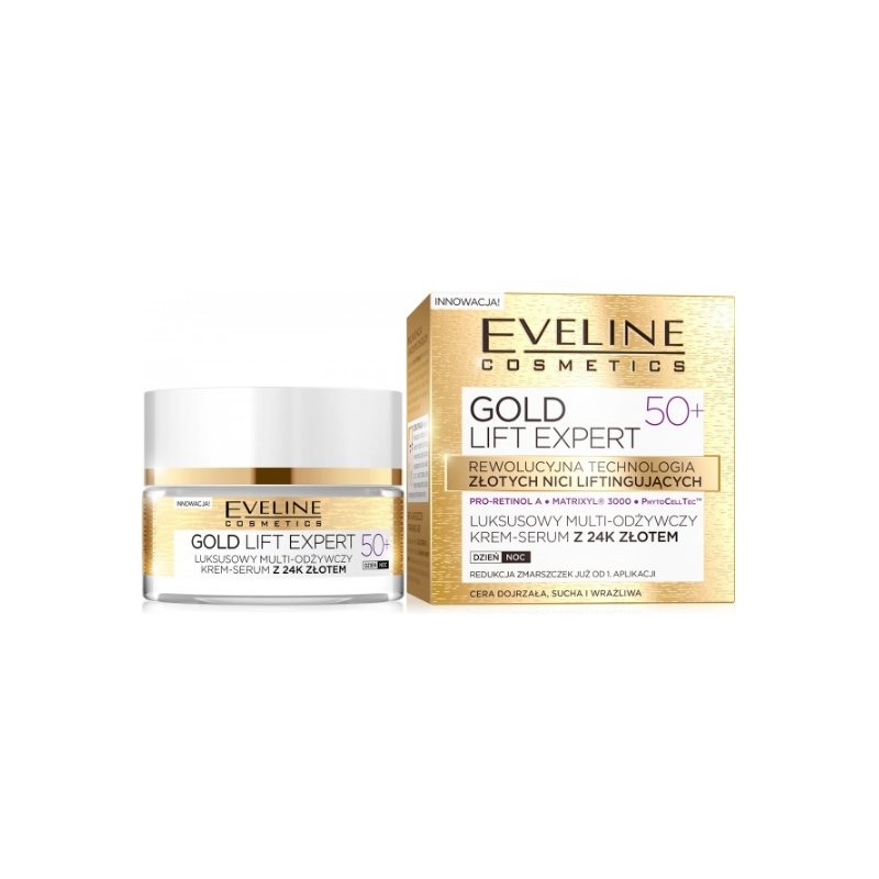 EVELINE Gold Lift Expert, krem-serum odżywczy 50+, 50ml
